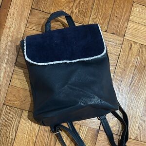 Navy Mini Backpack with White Trim